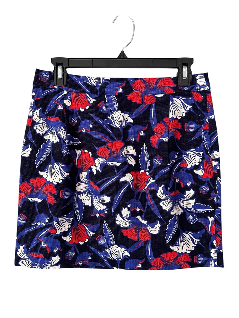 J Crew Red White & Blue Floral Mini Skirt Size 2